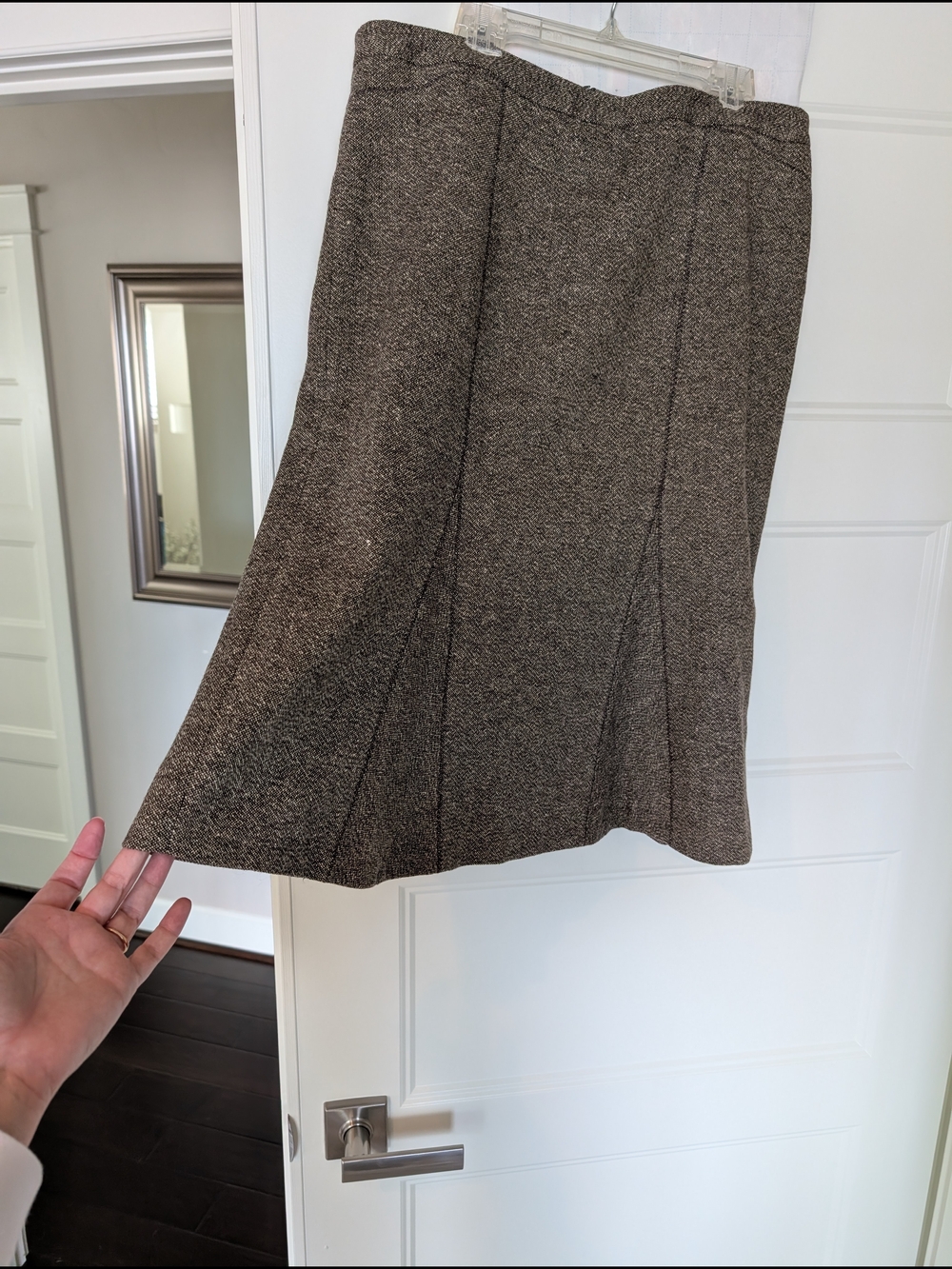 Ann Taylor Brown Tweed A-Line Panel Skirt